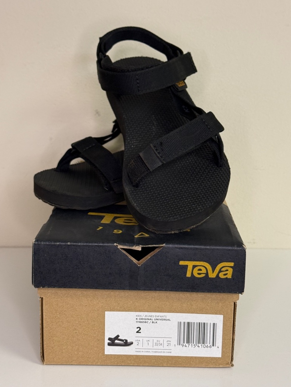 Teva: Kids Black Original Universal Water Sandal, Size 2